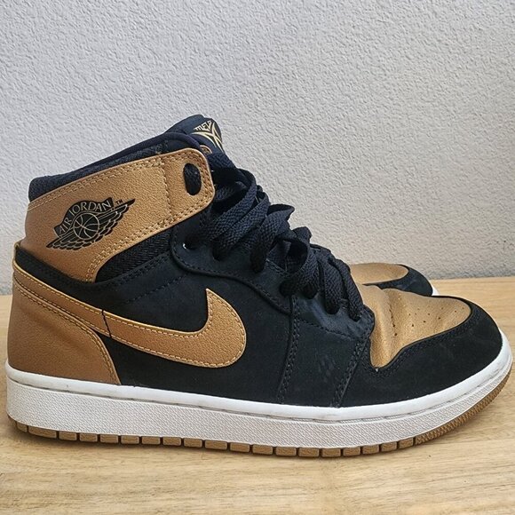 Jordan Other - Nike Mens Air Jordan 1 Retro High Sneakers Melo Black Gold‎ 332550-026 Size 8.5